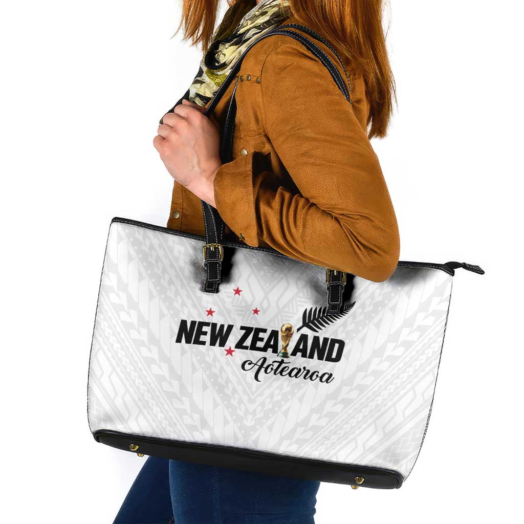 Football New Zealand Leather Tote Bag Aotearoa United White Version LT01 White - Polynesian Pride