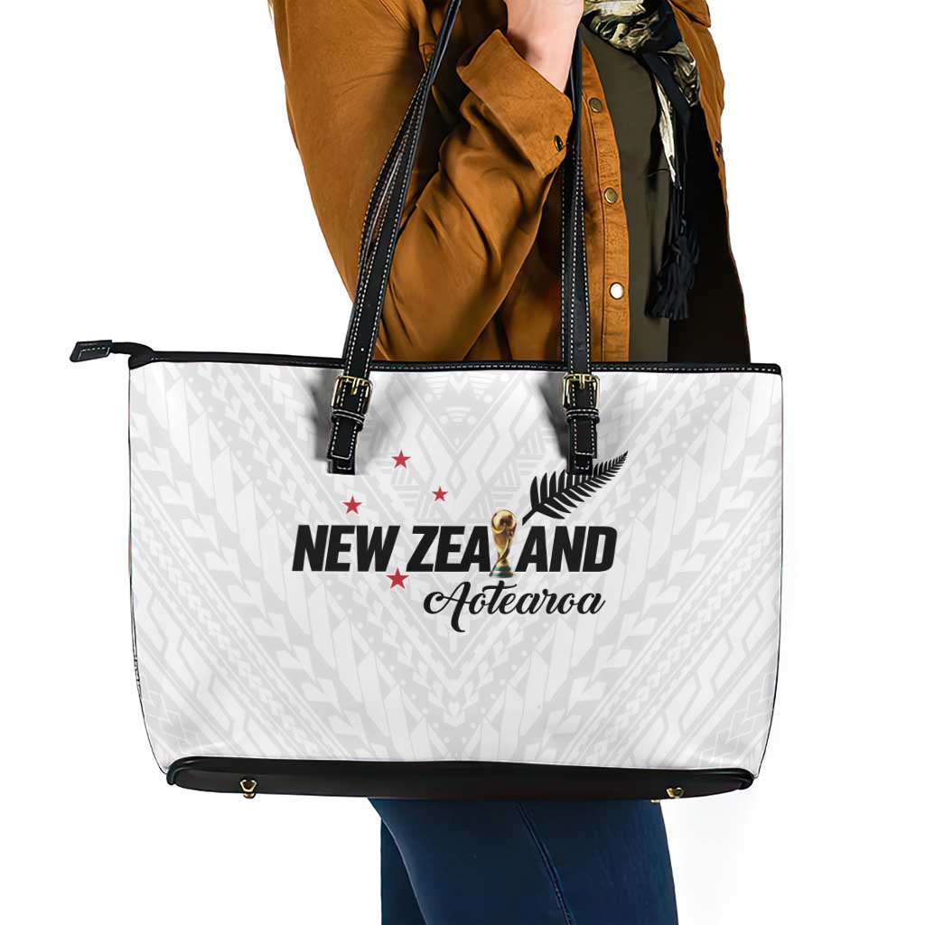 Football New Zealand Leather Tote Bag Aotearoa United White Version LT01 - Polynesian Pride