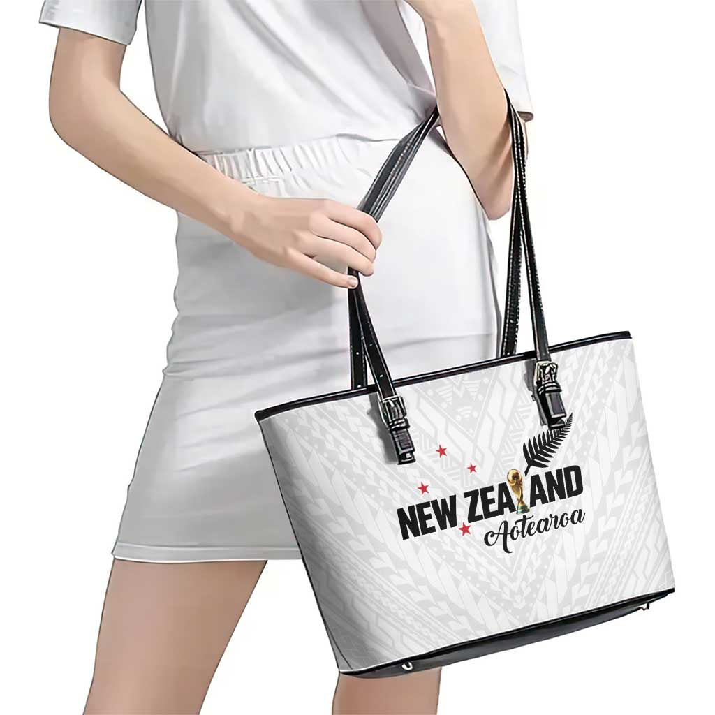 Football New Zealand Leather Tote Bag Aotearoa United White Version LT01 - Polynesian Pride