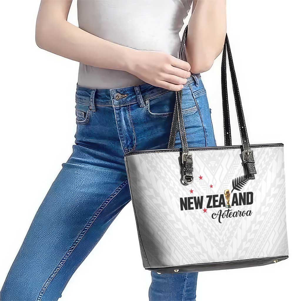 Football New Zealand Leather Tote Bag Aotearoa United White Version LT01 - Polynesian Pride