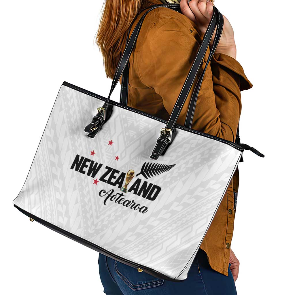Football New Zealand Leather Tote Bag Aotearoa United White Version LT01 - Polynesian Pride