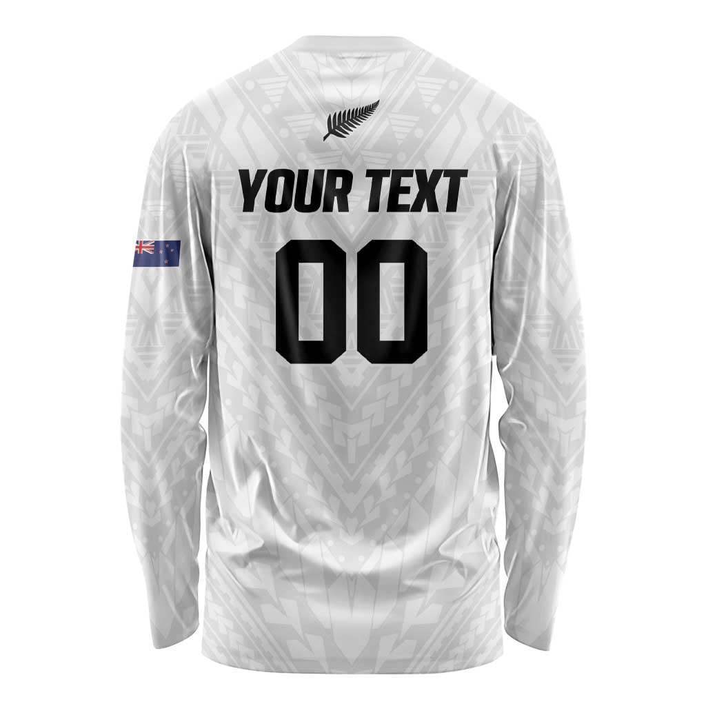 Custom Football New Zealand Long Sleeve Shirt Aotearoa United White Version LT01 - Polynesian Pride