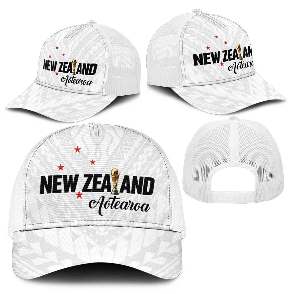 Football New Zealand Mesh Trucker Cap Aotearoa United White Version - Polynesian Pride