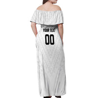 Custom Football New Zealand Off Shoulder Maxi Dress Aotearoa United White Version LT01 - Polynesian Pride