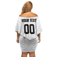 Custom Football New Zealand Off Shoulder Short Dress Aotearoa United White Version LT01 - Polynesian Pride
