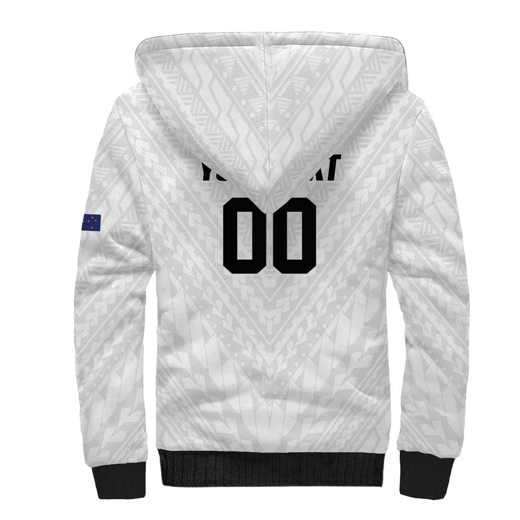 Custom Football New Zealand Sherpa Hoodie Aotearoa United White Version LT01 - Polynesian Pride