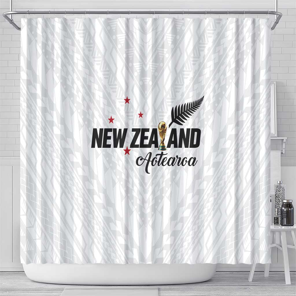 Football New Zealand Shower Curtain Aotearoa United White Version LT01 - Polynesian Pride