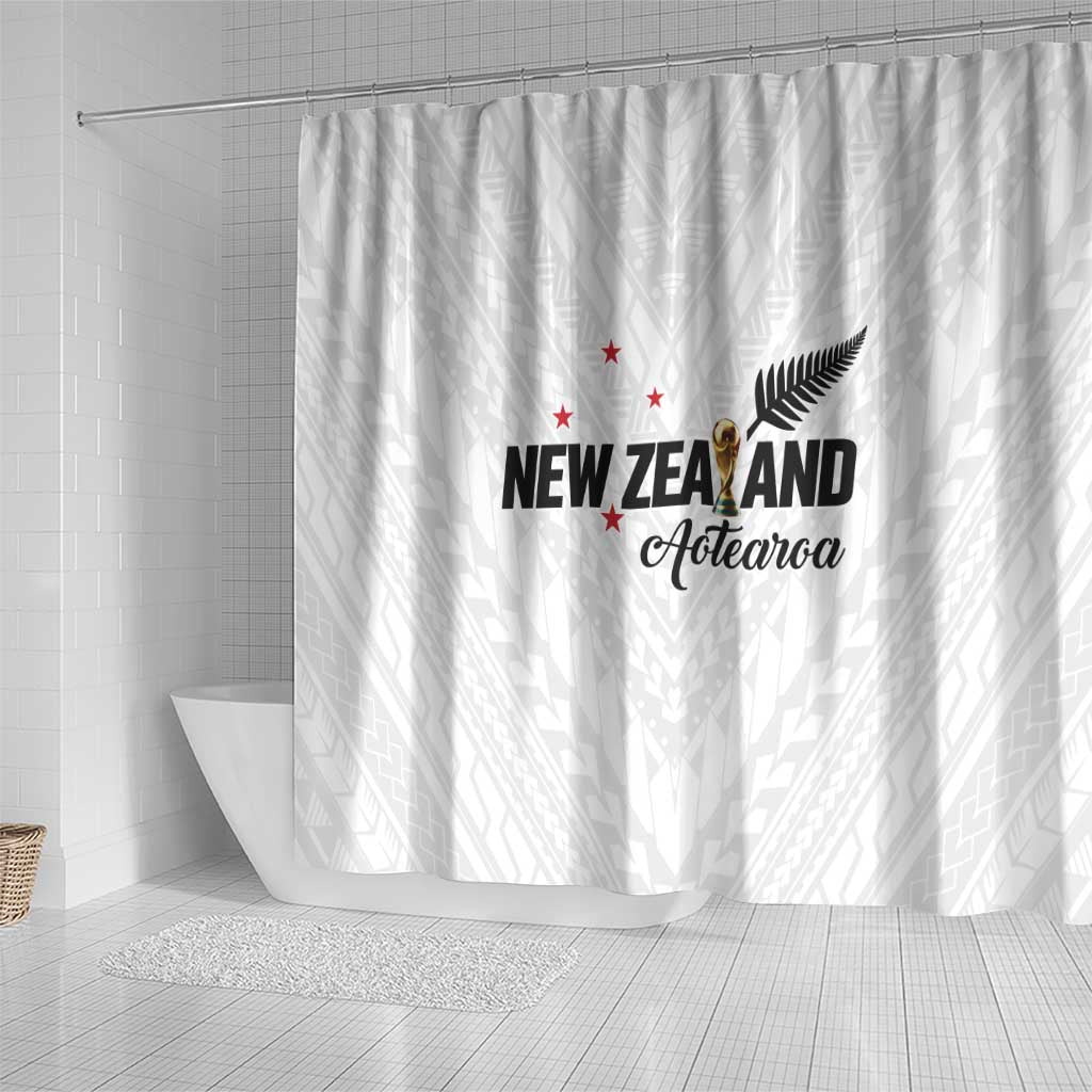 Football New Zealand Shower Curtain Aotearoa United White Version LT01 - Polynesian Pride