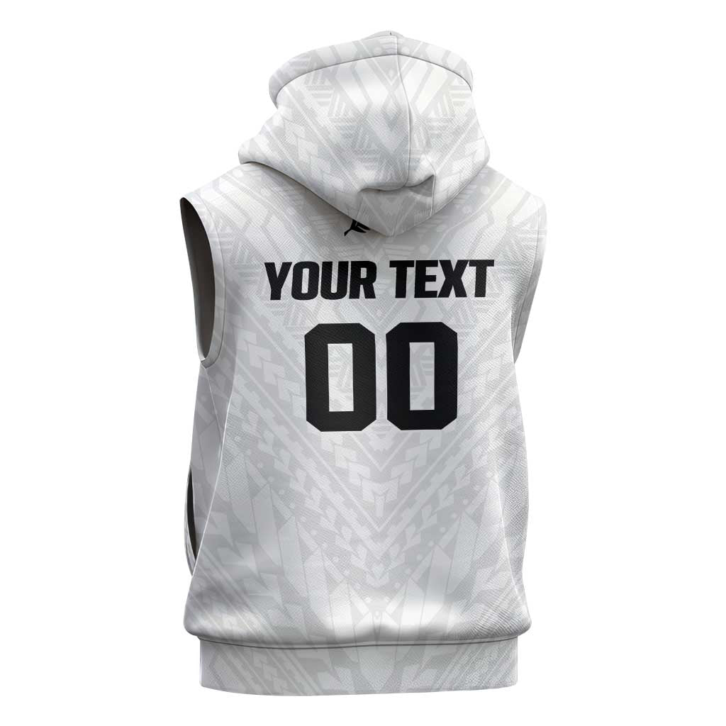 Custom Football New Zealand Sleeveless Hoodie Aotearoa United White Version LT01 - Polynesian Pride
