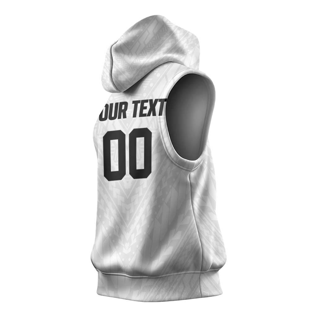 Custom Football New Zealand Sleeveless Hoodie Aotearoa United White Version LT01 - Polynesian Pride