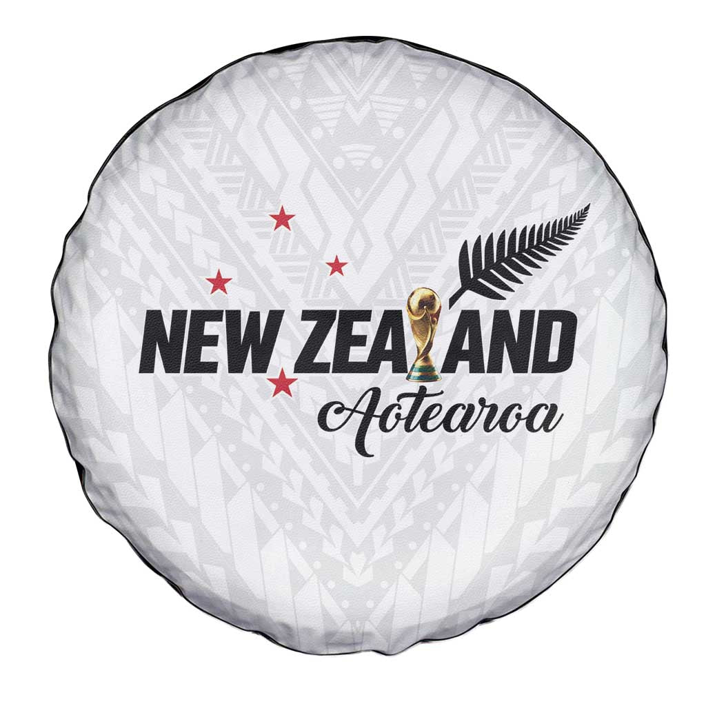 Football New Zealand Spare Tire Cover Aotearoa United White Version LT01 - Polynesian Pride