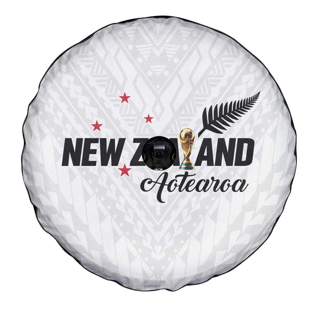 Football New Zealand Spare Tire Cover Aotearoa United White Version LT01 - Polynesian Pride