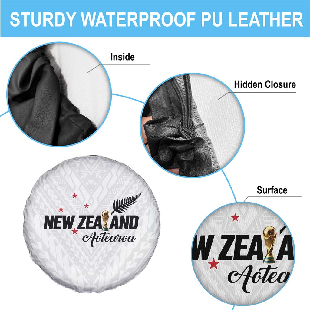 Football New Zealand Spare Tire Cover Aotearoa United White Version LT01 - Polynesian Pride