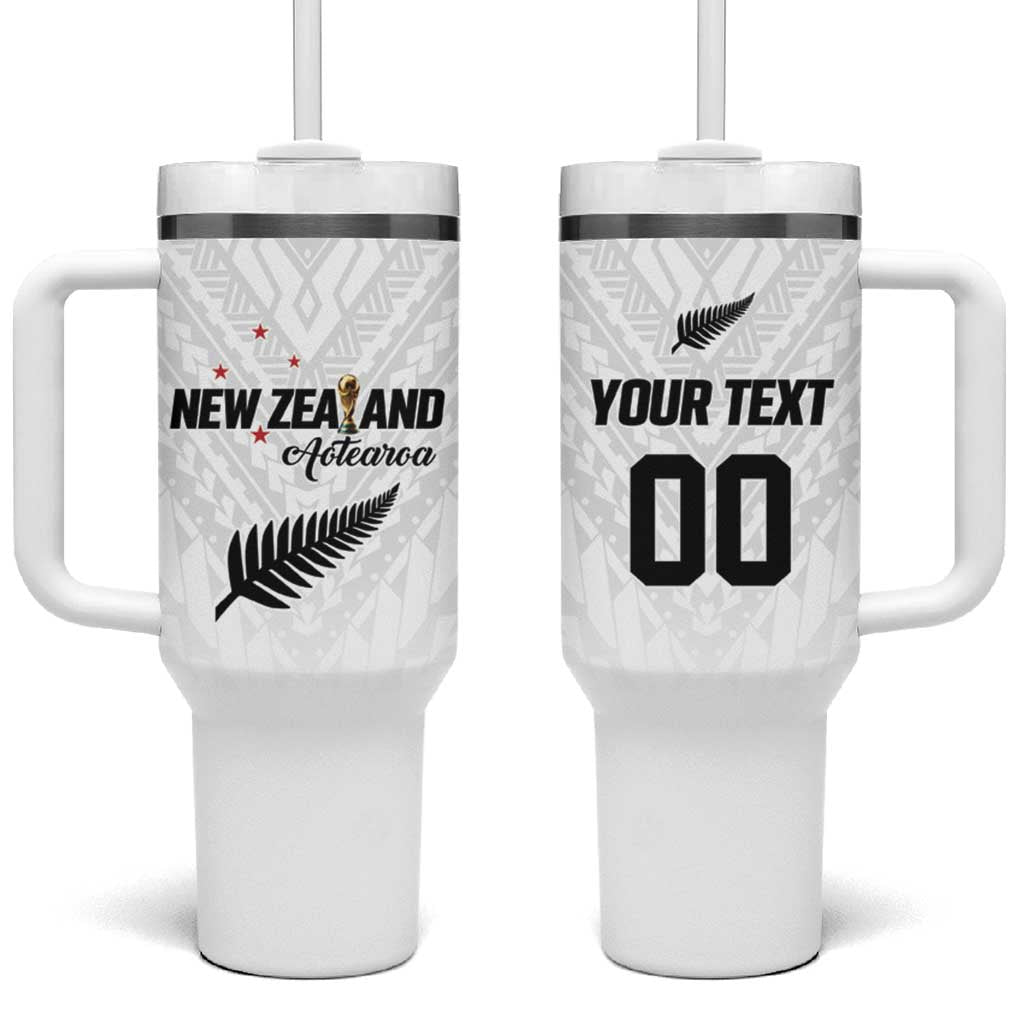 Custom Football New Zealand Tumbler With Handle Aotearoa United White Version LT01 One Size: 40 oz White - Polynesian Pride