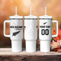 Custom Football New Zealand Tumbler With Handle Aotearoa United White Version LT01 - Polynesian Pride