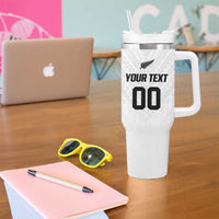 Custom Football New Zealand Tumbler With Handle Aotearoa United White Version LT01 - Polynesian Pride