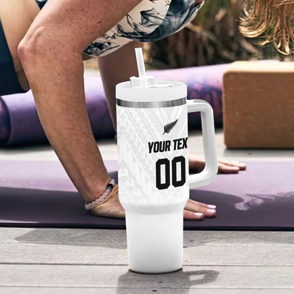Custom Football New Zealand Tumbler With Handle Aotearoa United White Version LT01 - Polynesian Pride