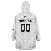 Custom Football New Zealand Wearable Blanket Hoodie Aotearoa United White Version LT01 - Polynesian Pride