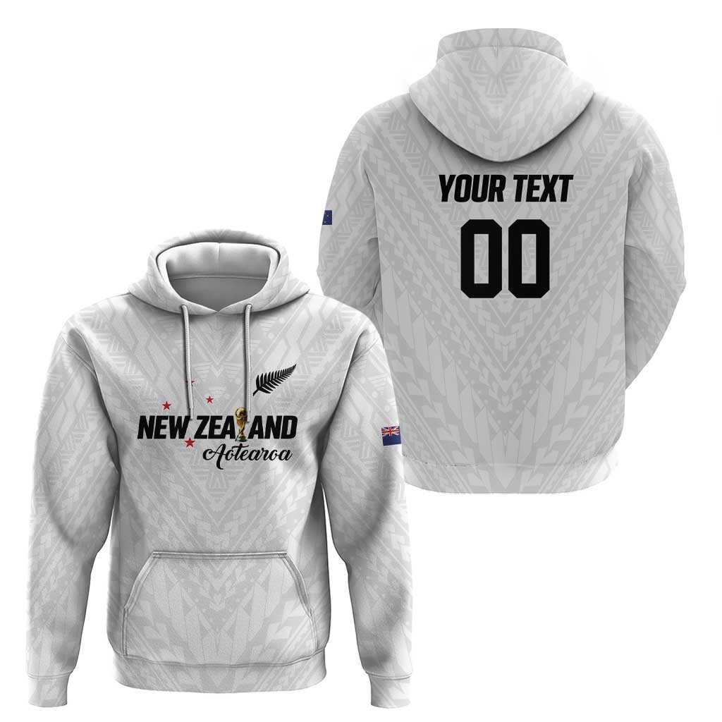 Custom Football New Zealand Zip Hoodie Aotearoa United White Version - Polynesian Pride