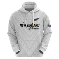 Custom Football New Zealand Zip Hoodie Aotearoa United White Version - Polynesian Pride