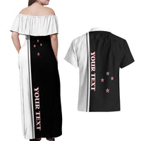 Personalised New Zealand 2025 Archery Basic Couples Matching Off Shoulder Maxi Dress and Hawaiian Shirt Archery NZ LT01 - Polynesian Pride