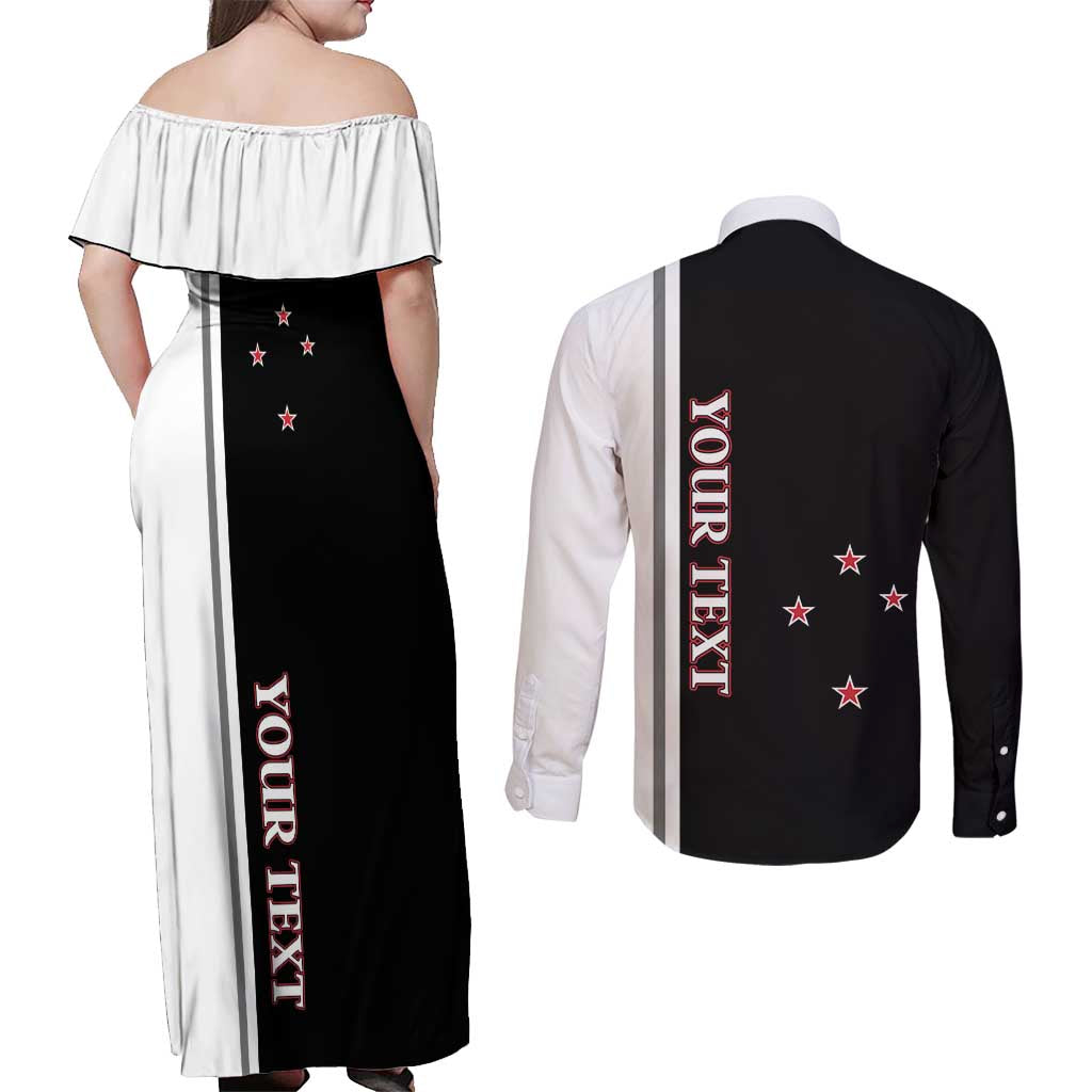 Personalised New Zealand 2025 Archery Basic Couples Matching Off Shoulder Maxi Dress and Long Sleeve Button Shirt Archery NZ