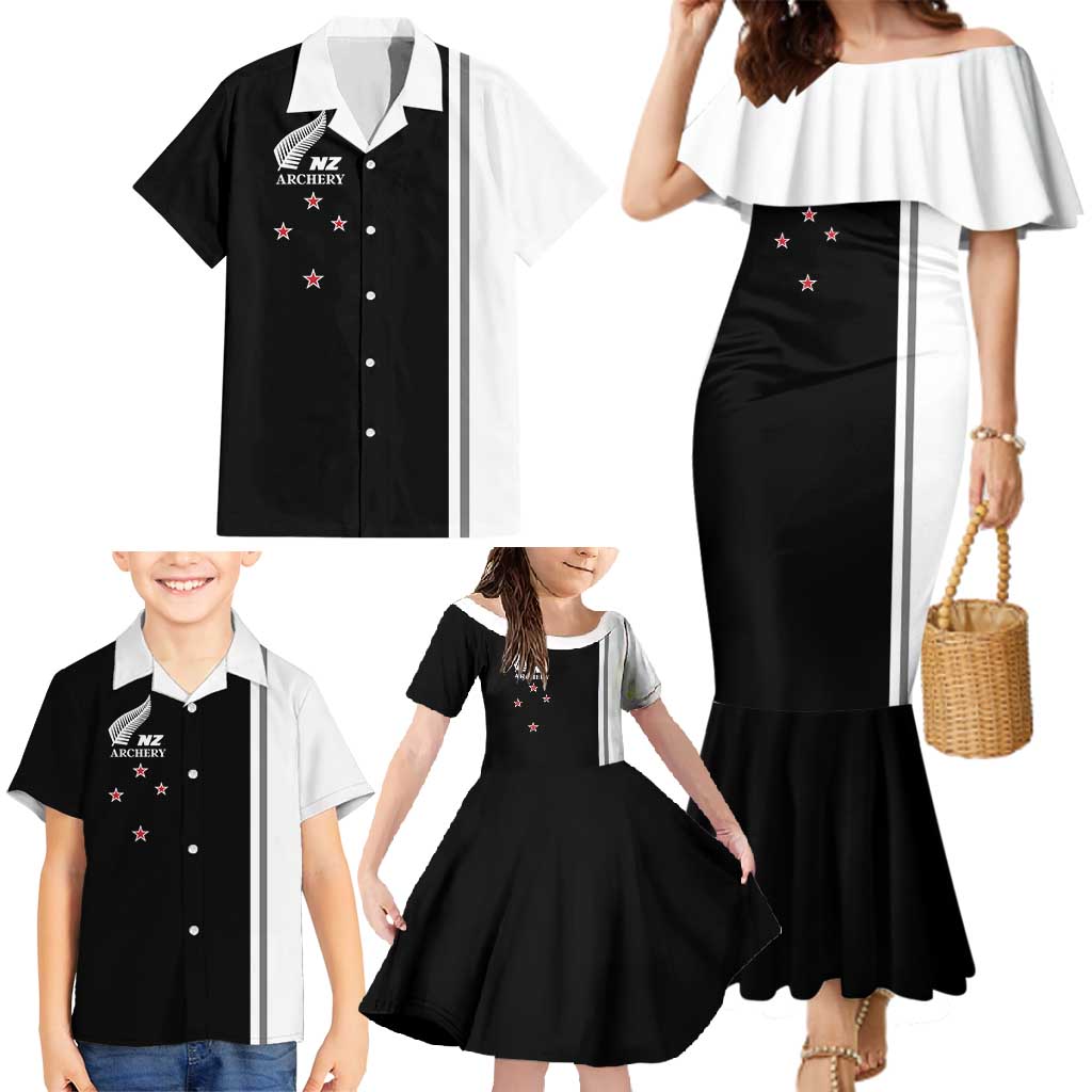 Personalised New Zealand 2025 Archery Basic Family Matching Mermaid Dress and Hawaiian Shirt Archery NZ LT01 - Polynesian Pride
