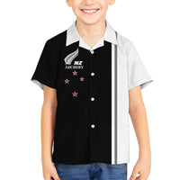 Personalised New Zealand 2025 Archery Basic Family Matching Summer Maxi Dress and Hawaiian Shirt Archery NZ LT01 Son's Shirt Black - Polynesian Pride