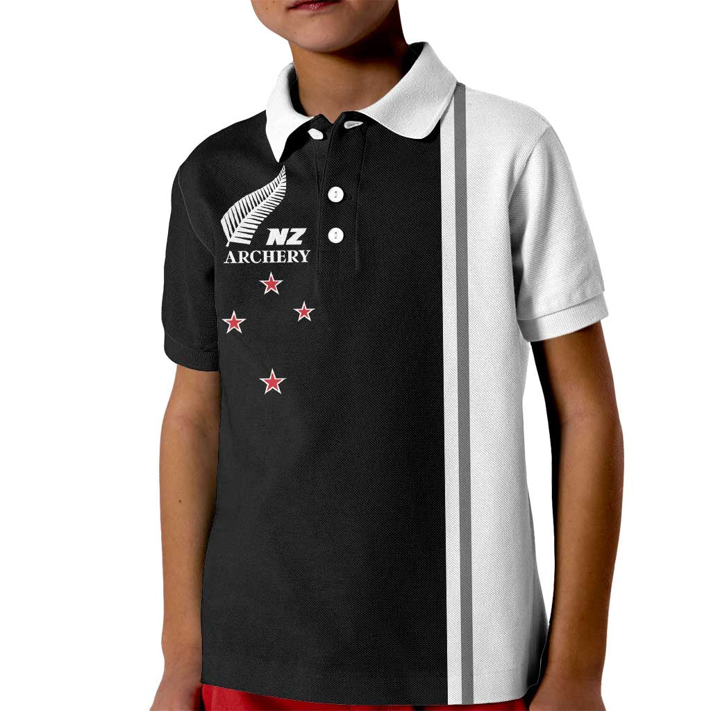 Personalised New Zealand 2025 Archery Basic Kid Polo Shirt Archery NZ LT01 Kid Black - Polynesian Pride