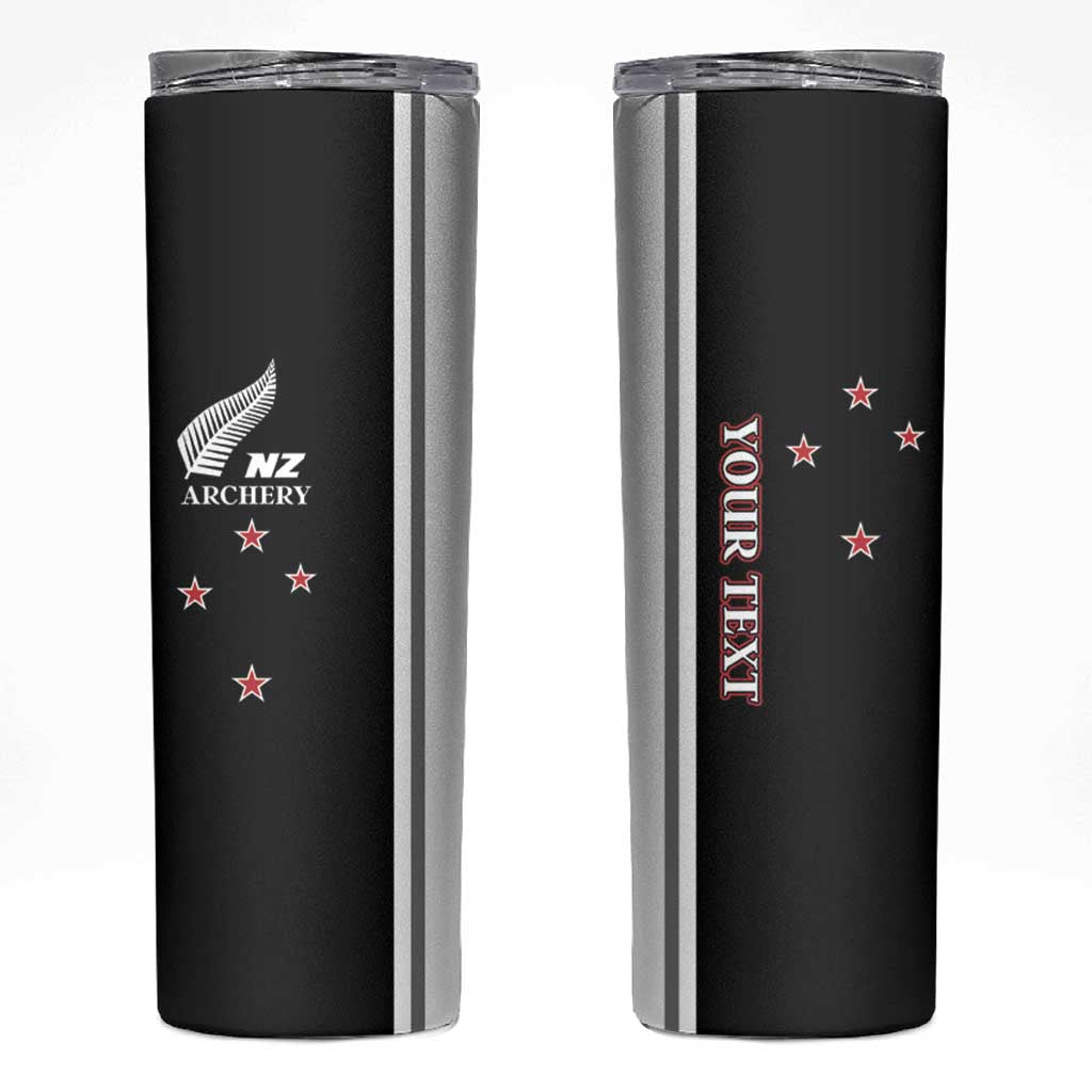 Personalised New Zealand 2025 Archery Basic Skinny Tumbler Archery NZ LT01 Black - Polynesian Pride