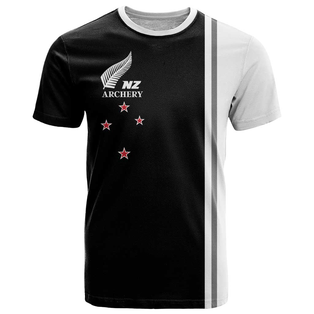 Personalised New Zealand 2025 Archery Basic T Shirt Archery NZ LT01 Black - Polynesian Pride