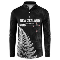 Personalised New Zealand 2025 Archery Button Sweatshirt Aotearoa Silver Arrows Black