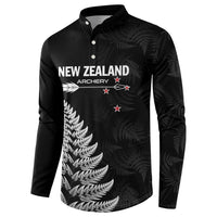 Personalised New Zealand 2025 Archery Button Sweatshirt Aotearoa Silver Arrows Black