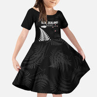Personalised New Zealand 2025 Archery Family Matching Mermaid Dress and Hawaiian Shirt Aotearoa Silver Arrows Black LT01 Daughter's Dress Black - Polynesian Pride