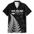 Personalised New Zealand 2025 Archery Family Matching Off Shoulder Short Dress and Hawaiian Shirt Aotearoa Silver Arrows Black