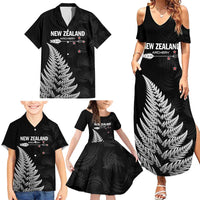 Personalised New Zealand 2025 Archery Family Matching Summer Maxi Dress and Hawaiian Shirt Aotearoa Silver Arrows Black LT01 - Polynesian Pride