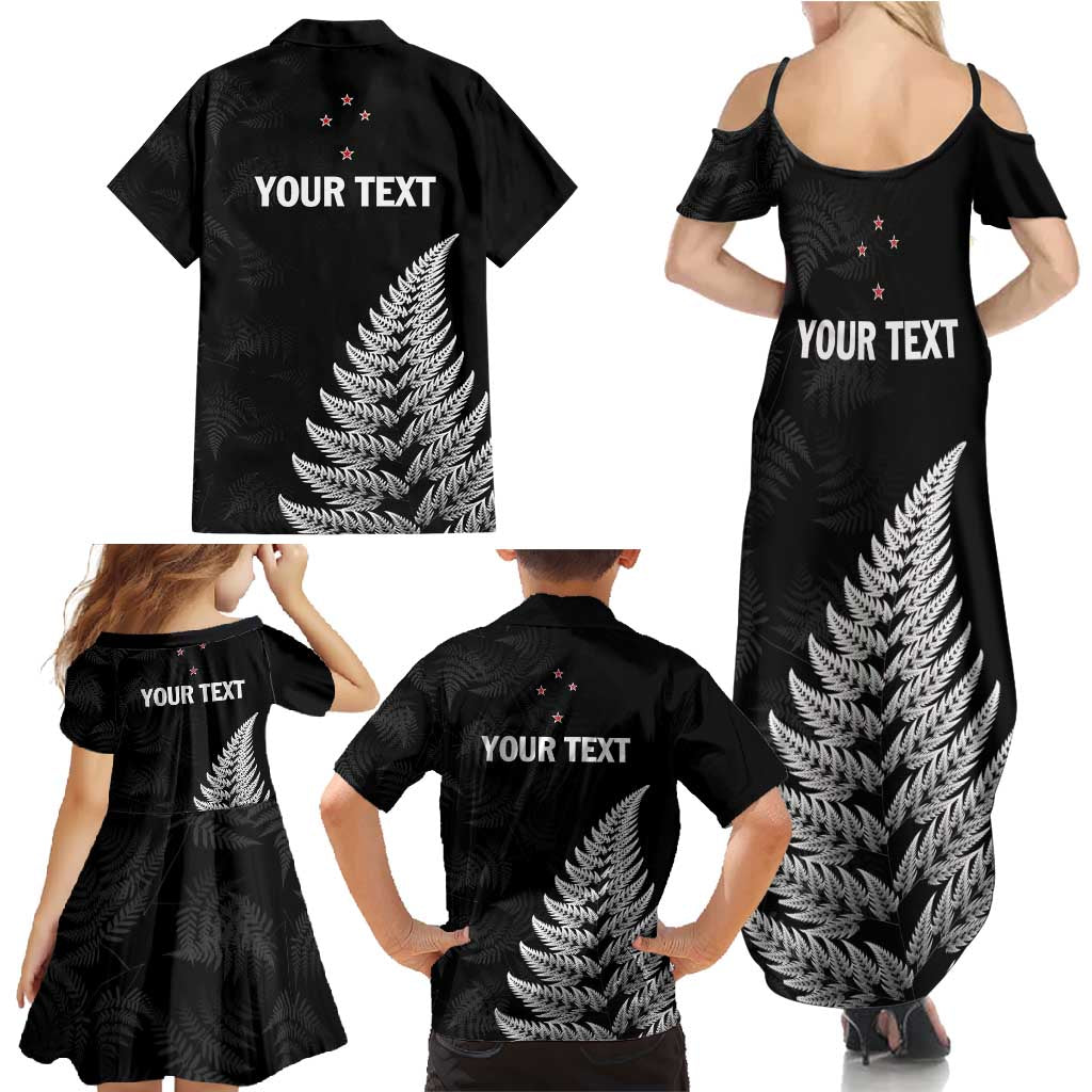 Personalised New Zealand 2025 Archery Family Matching Summer Maxi Dress and Hawaiian Shirt Aotearoa Silver Arrows Black LT01 - Polynesian Pride