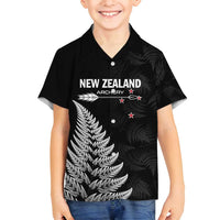 Personalised New Zealand 2025 Archery Family Matching Summer Maxi Dress and Hawaiian Shirt Aotearoa Silver Arrows Black LT01 Son's Shirt Black - Polynesian Pride