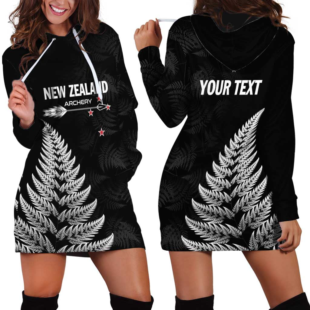 Personalised New Zealand 2025 Archery Hoodie Dress Aotearoa Silver Arrows Black