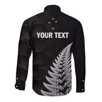 Personalised New Zealand 2025 Archery Long Sleeve Button Shirt Aotearoa Silver Arrows Black