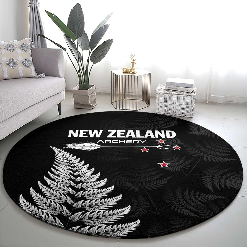 New Zealand 2025 Archery Round Carpet Aotearoa Silver Arrows Black