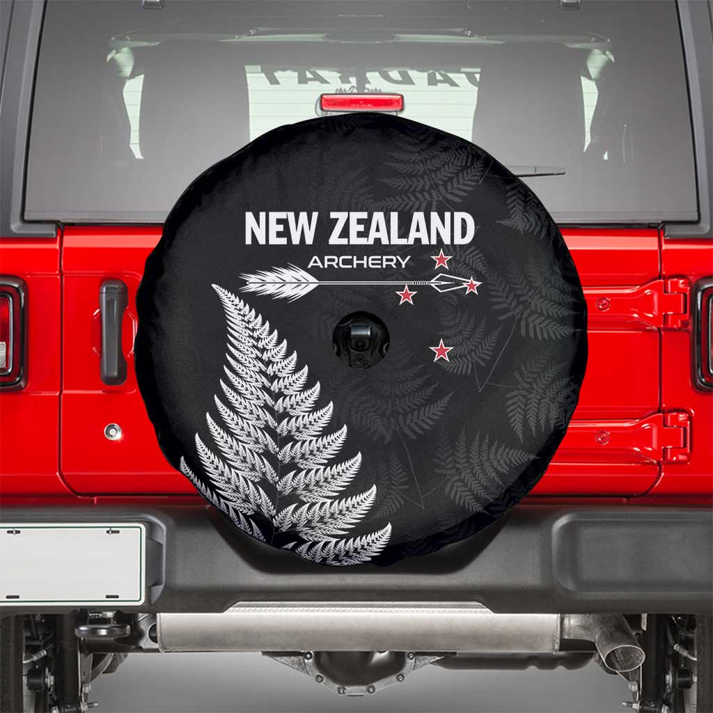 New Zealand 2025 Archery Spare Tire Cover Aotearoa Silver Arrows Black