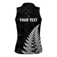 Personalised New Zealand 2025 Archery Women Sleeveless Polo Shirt Aotearoa Silver Arrows Black LT01 - Polynesian Pride