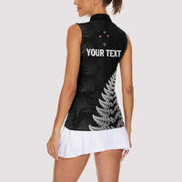Personalised New Zealand 2025 Archery Women Sleeveless Polo Shirt Aotearoa Silver Arrows Black LT01 - Polynesian Pride