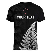 Personalised New Zealand 2025 Archery Women V-Neck T-Shirt Aotearoa Silver Arrows Black LT01 - Polynesian Pride