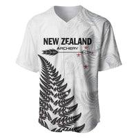 Personalised New Zealand 2025 Archery Baseball Jersey Aotearoa Silver Arrows White LT01 White - Polynesian Pride