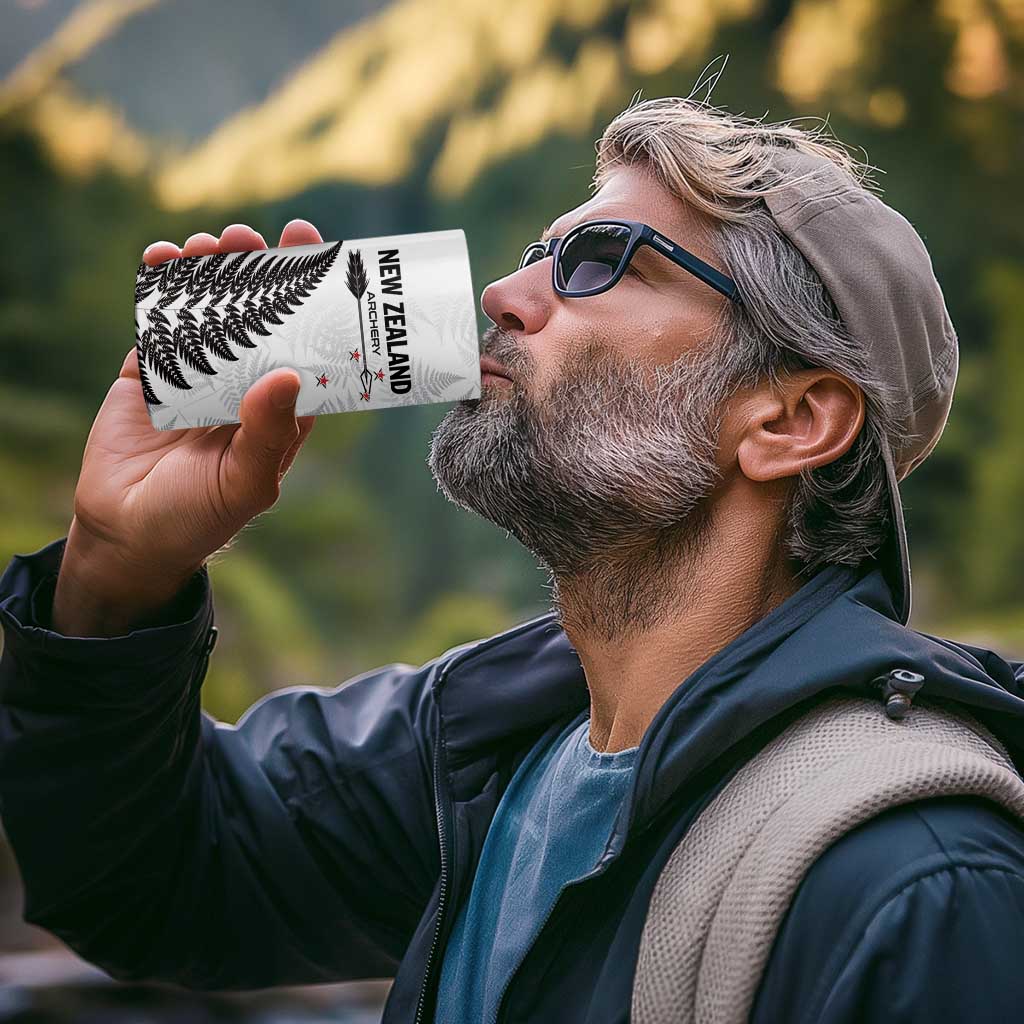 Personalised New Zealand 2025 Archery 4 in 1 Can Cooler Tumbler Aotearoa Silver Arrows White LT01 - Polynesian Pride
