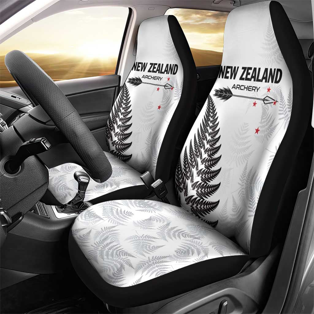 New Zealand 2025 Archery Car Seat Cover Aotearoa Silver Arrows White