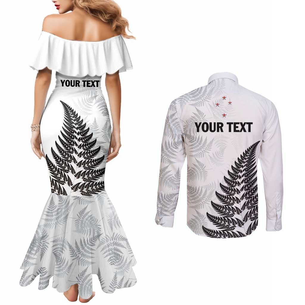 Personalised New Zealand 2025 Archery Couples Matching Mermaid Dress and Long Sleeve Button Shirt Aotearoa Silver Arrows White