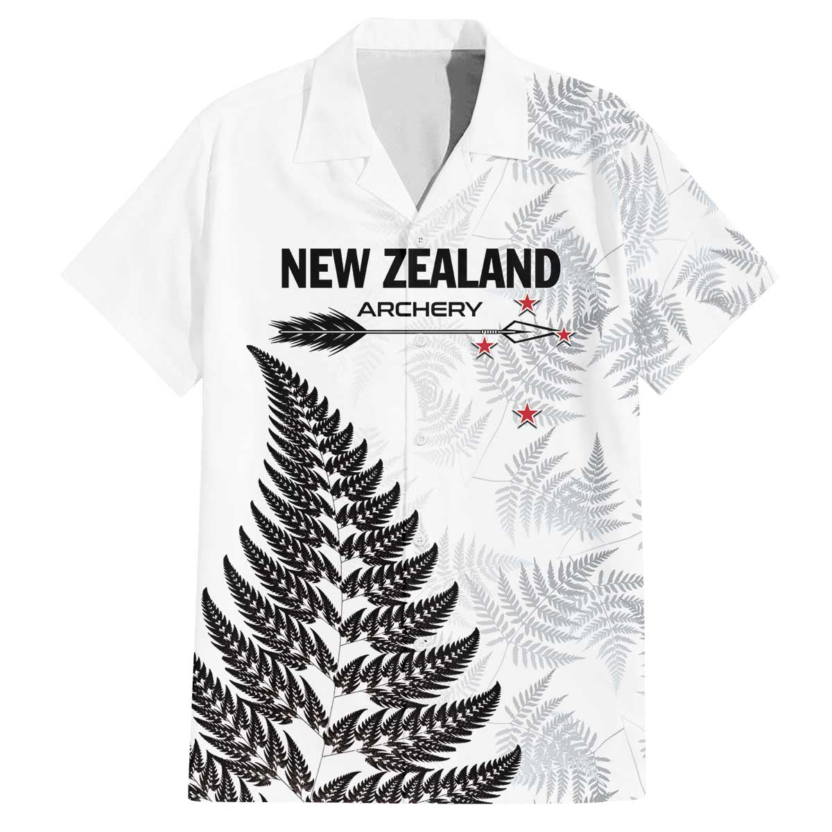 Personalised New Zealand 2025 Archery Family Matching Off The Shoulder Long Sleeve Dress and Hawaiian Shirt Aotearoa Silver Arrows White